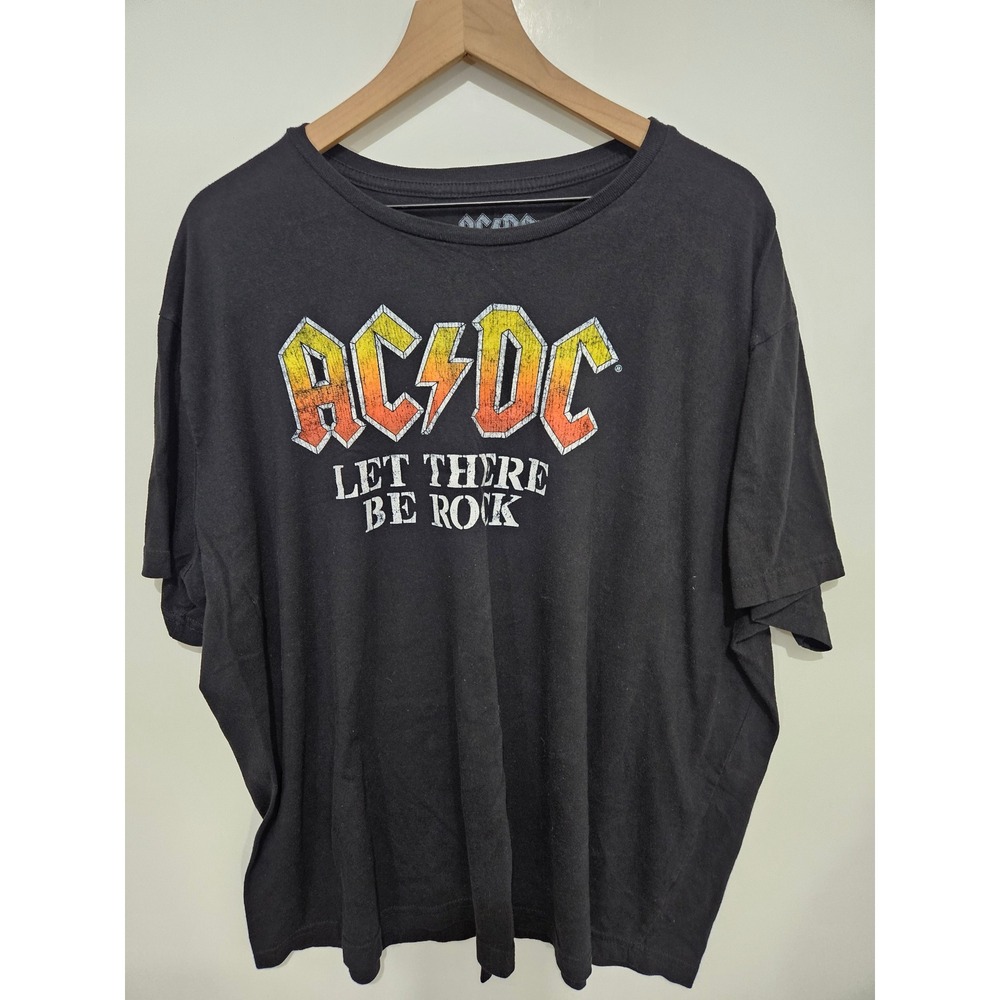 AC/DC Let There Be Rock Graphic T-Shirt Mens 2XLT Black Short Sleeve Band Tee